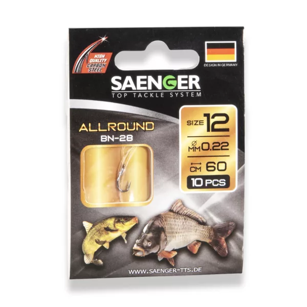 Saenger Allround 8 Lapkás, Szakállas Előkötött Horog 10db