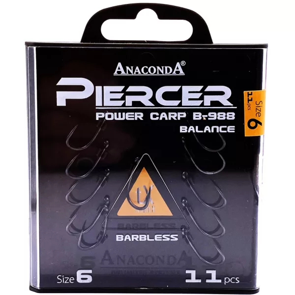 Anaconda Piercer Power Carp B-988 6 Füles, Szakáll Nélküli Pontyozó Horog 11db
