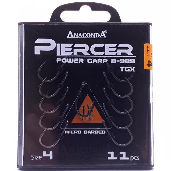 Anaconda Piercer Power Carp B-988 TGX 4 Füles, Szakállas Pontyozó Horog 11db