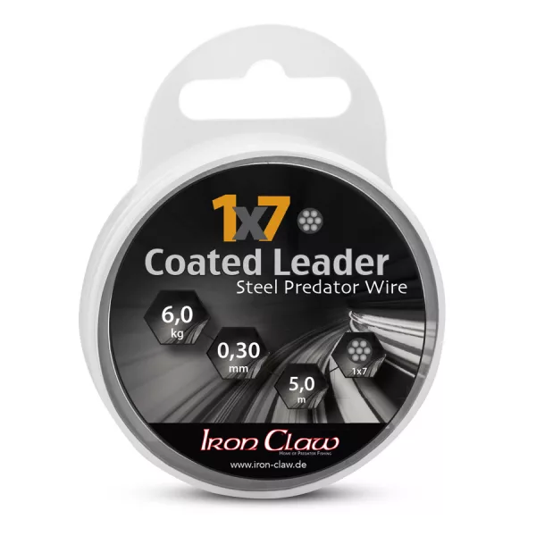 Iron Claw 1x7 Coated Leader Fekete 0,39mm 5m Bevonatos Acél Előkezsinór