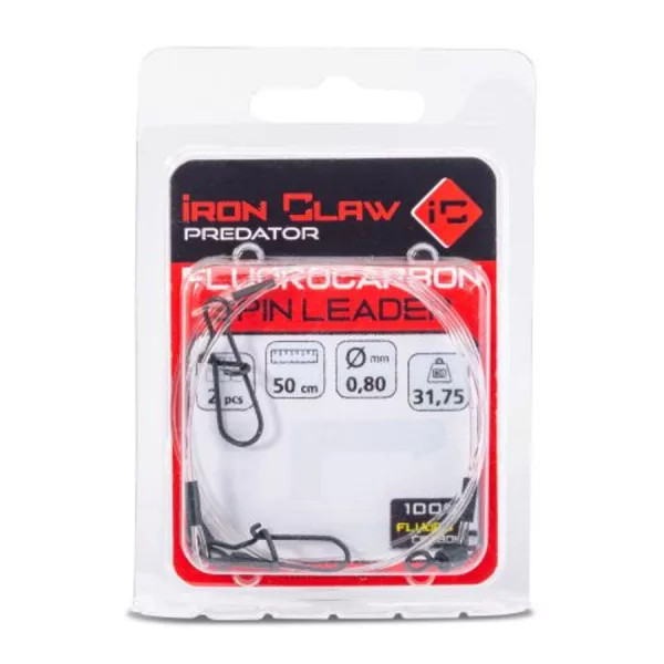 Iron Claw Fluorocarbon Spin Leader 0,80mm 50cm Pergető Előke 2db