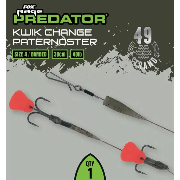 Fox Rage Predator Kwik Change Paternoster Trace 30cm Čelična predvezica s trokukom br. 4