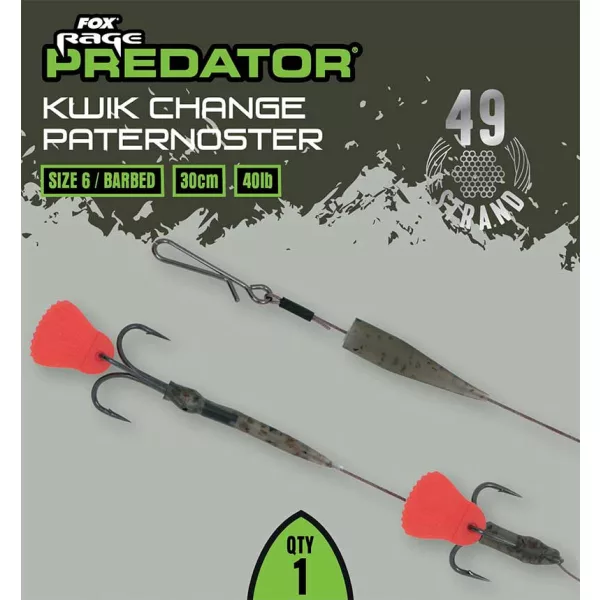 Fox Rage Predator Kwik Change Paternoster Trace 30cm Čelična predvezica s trokukom br. 6
