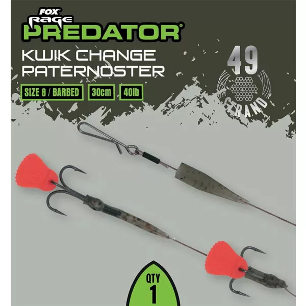 Fox Rage Predator Kwik Change Paternoster Trace 30cm Čelična predvezica s trokukom br. 8