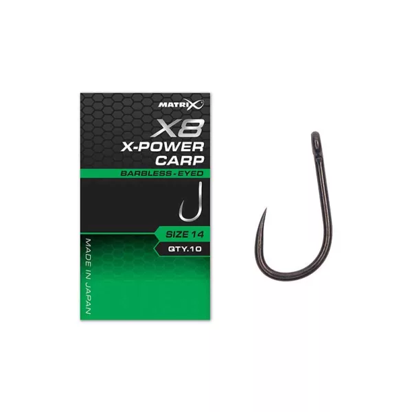 Matrix X8 X-Power Carp 10 Barbless S ušicom, udica bez bodlje 10kom