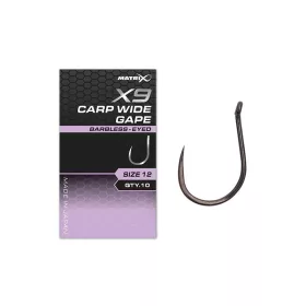   Matrix X9 Carp Wide Gape 10 Barbless S ušicom, udica bez bodlje 10kom