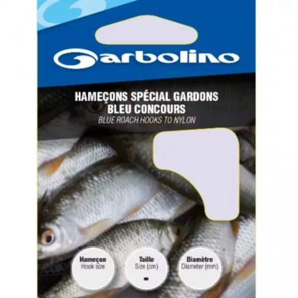 Garbolino Blue Roach Hooks To Nylon 18 S pločicom, S bradom Monofilni Predvezani Udica 10kom
