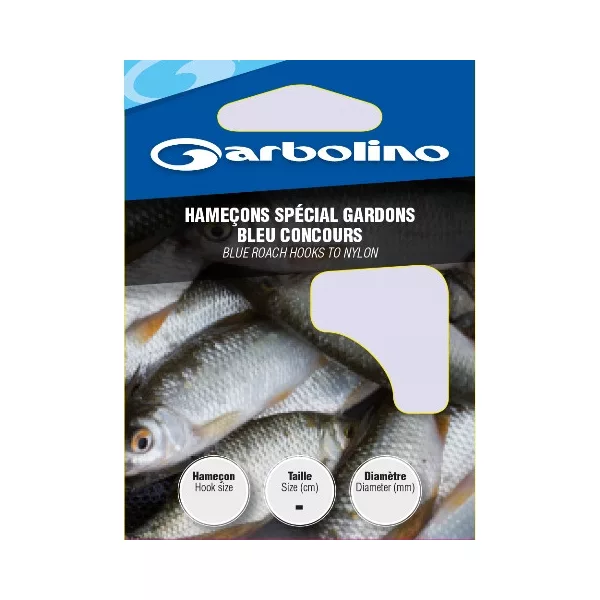 Garbolino Blue Roach Hooks To Nylon 16 S pločicom, S bradom Monofilni Predvezani Udica 10kom