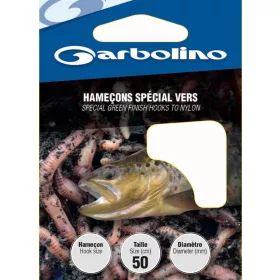   Garbolino Green Finish Hooks To Nylon 12 sa pločicom, s bradom, monofilamentne predvezane udice 10 kom