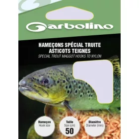   Garbolino Trout Maggot Hooks To Nylon 6 sa pločicom, s bradom, monofilamentne predvezane udice 10 kom