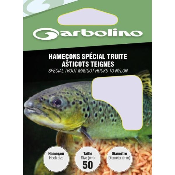 Garbolino Trout Maggot Hooks To Nylon 8 sa pločicom, s bradom, monofilamentne predvezane udice 10 kom