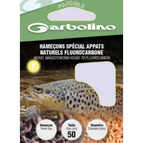   Garbolino Nickel Maggot/Worm Hooks To Fluorocarbon 12 sa pločicom, s bradom, monofilamentne predvezane udice 10 kom