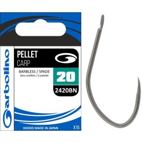   Garbolino - COMMERCIAL MATCH HOOKS - PELLET CARP 2420BN - BARBLESS 14 udica