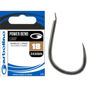   Garbolino - COMMERCIAL MATCH HOOKS - POWER BEND CARP 2430BN - BARBLESS 18 udica