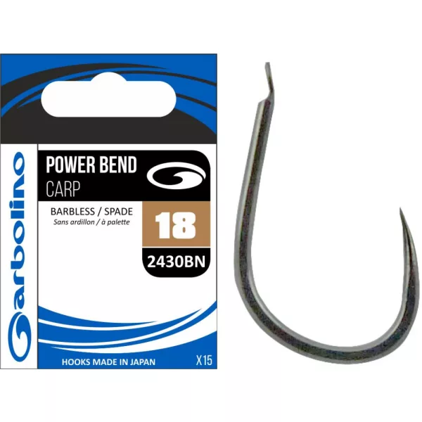 Garbolino - COMMERCIAL MATCH HOOKS - POWER BEND CARP 2430BN - BARBLESS 20 udica