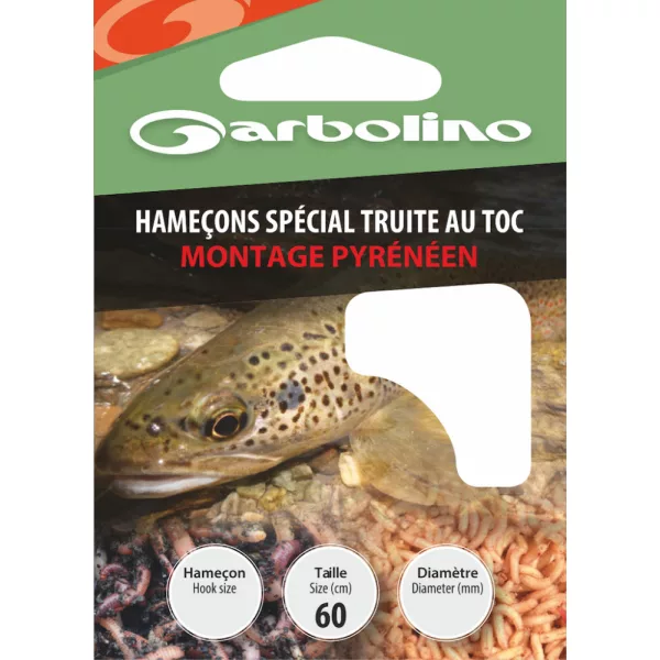 Garbolino Special Trout Hooks / Pyrenean Rig 14 sa pločicom, s bradom, monofilamentne predvezane udice 10 kom