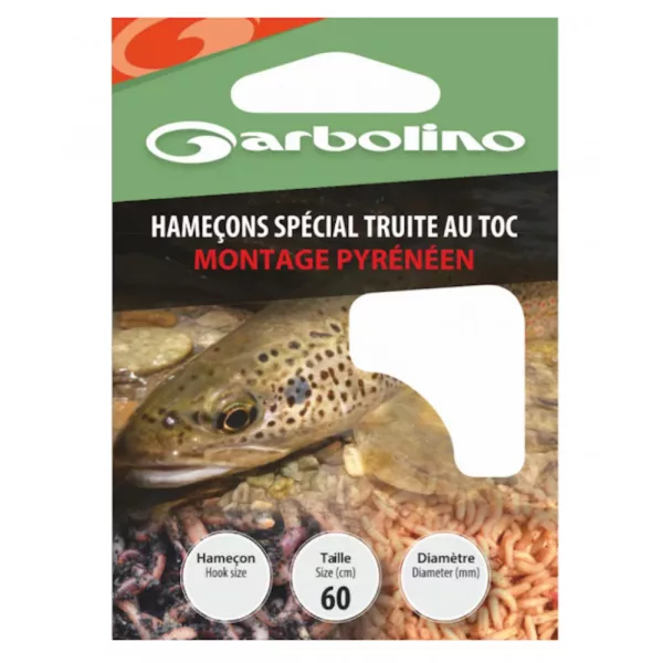 Garbolino Special Trout Hooks / Pyrenean Rig 16 sa pločicom, s bradom, monofilamentne predvezane udice 10 kom