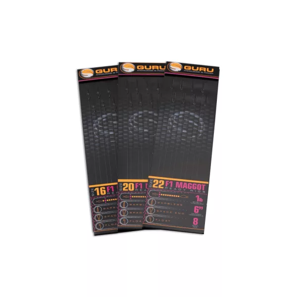 Guru F1 Maggot Hook Rig 20 S ušicom, Bez bodlje Predvezana Monofilna Udica 8 kom