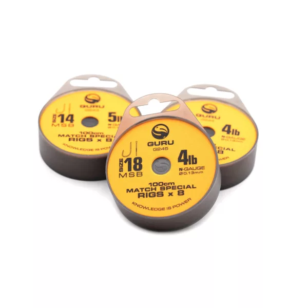 Guru Match Special Rig 18 Udica s bradom, s pločicom, monofil, unaprijed vezana, 8 kom