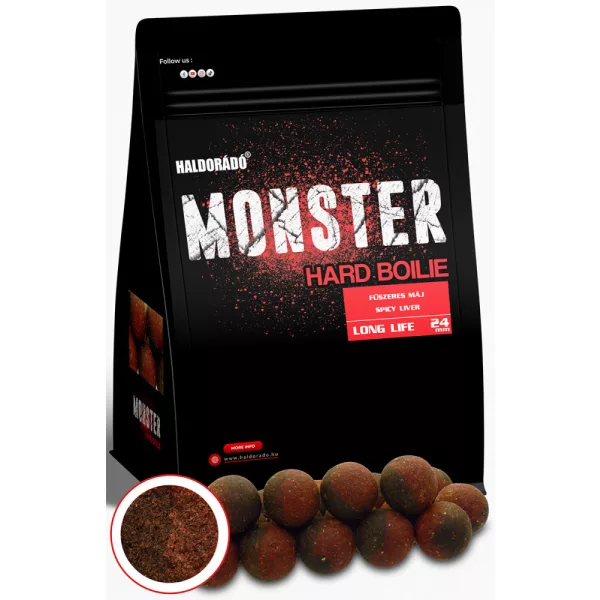 Haldorádó Monster Hard Boilie Začinjena Jetra 700gr 24mm Bojle