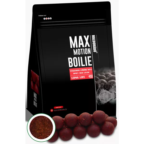 Haldorádó Max Motion Bojla Long Life Začinjena crvena jetra 800gr 20mm Bojla
