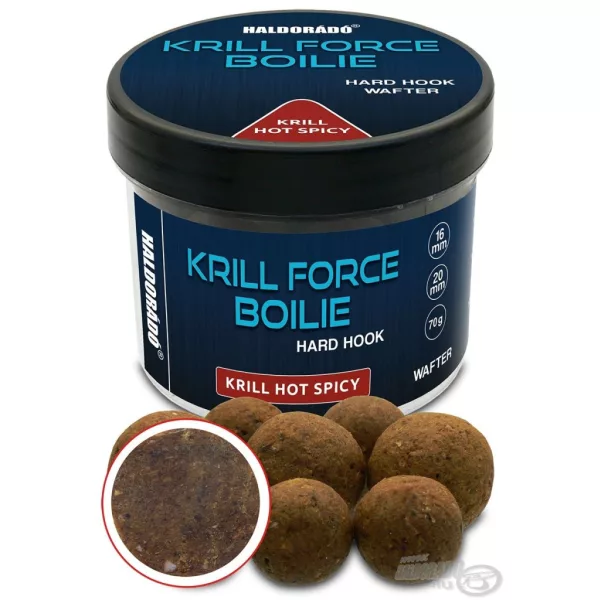 Haldorádó Krill Force Boilie Hard Hook Wafter 16, 20 mm Krill Hot Spicy Bojla za mamčenje 70gr