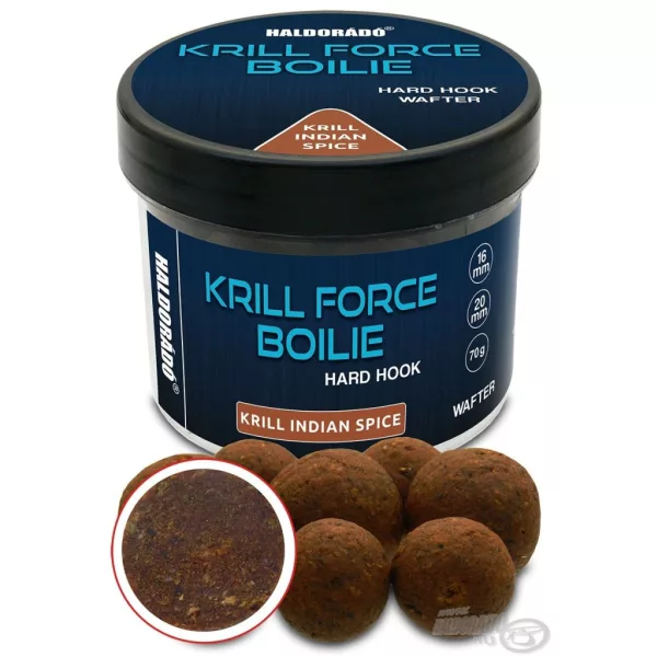 Haldorádó Krill Force Boilie Hard Hook Wafter 16, 20 mm Krill Indian Spice Bojla za udicu 70gr