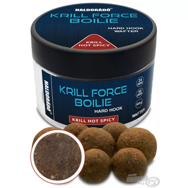 Haldorádó Krill Force Boilie Hard Hook Wafter 24, 30 mm Krill Ljuto začinjeni Mamčani Bojli 100gr