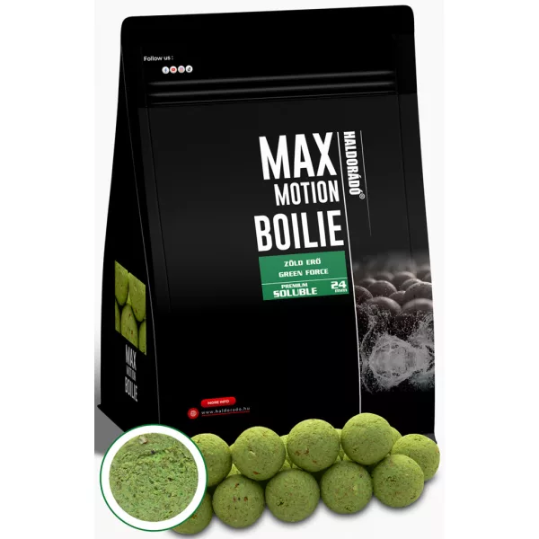 Haldorádó Max Motion Boilie Premium Soluble Green Force 24mm Etető Bojli 800gr