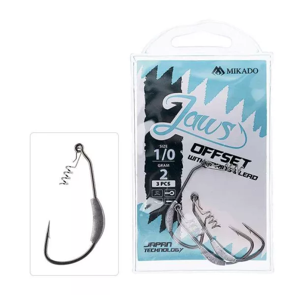 Mikado Jaws Offset S vijkom i olovom 3/0 5gr Offset udica s ušicom i bodljom 3kom