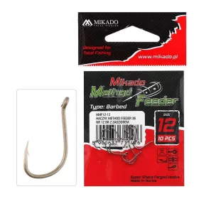   Mikado Method Feeder W/Barb 6 Zlatna karpovska udica s okom, s bodljom 10 komada