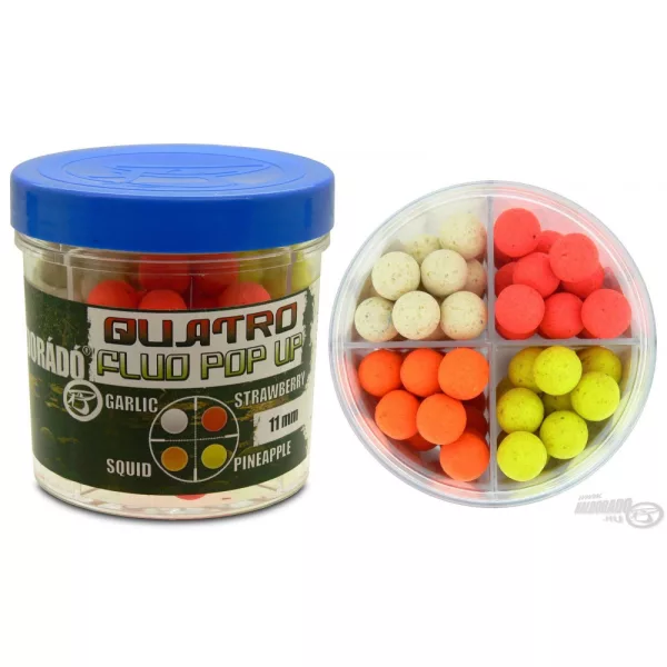 Haldorádó Quatro Fluo Pop Up Boilies 11 mm / 4 okusa u jednoj kutiji