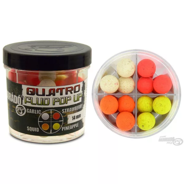 Haldorádó Quatro Fluo Pop Up Boilies 14 mm / 4 okusa u jednoj kutiji