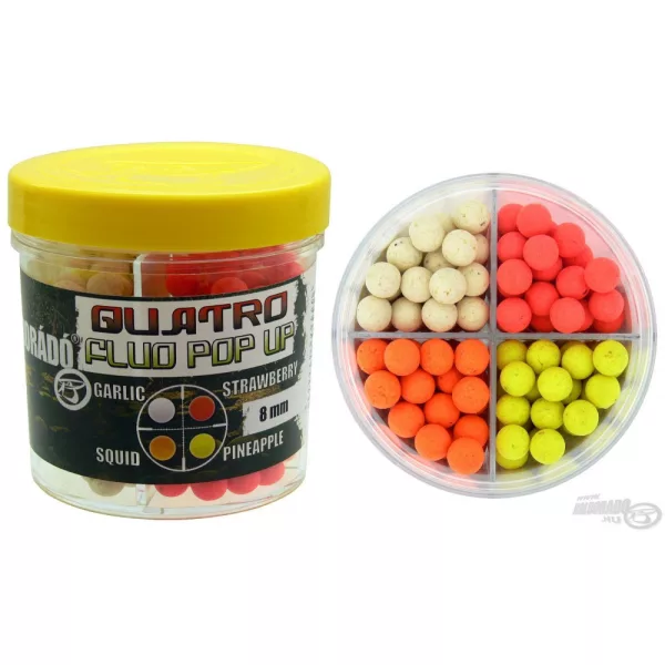 Haldorádó Quatro Fluo Pop Up Boilies 8 mm / 4 okusa u jednoj kutiji