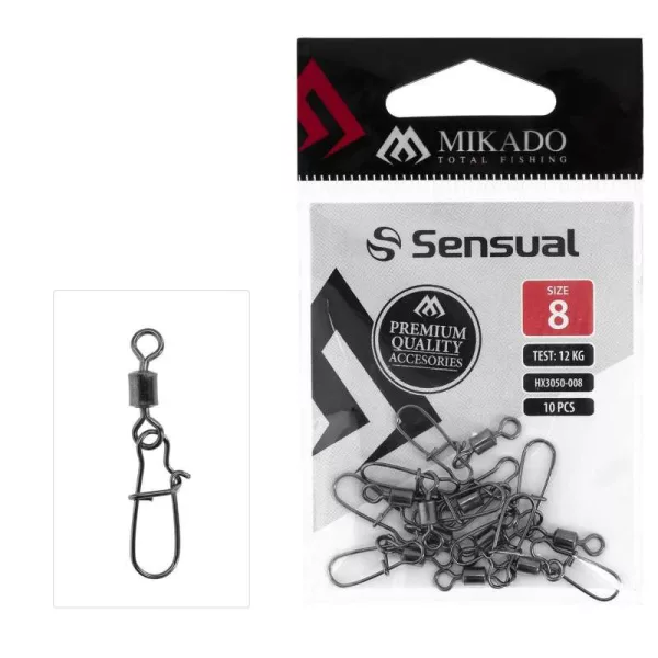 Mikado Fastlock 10 Crni Nickel Okretni karabin 10 kom