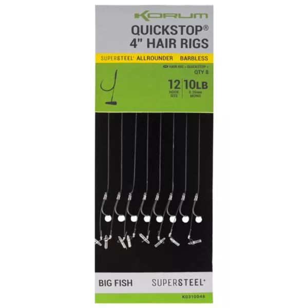Korum Big Fish Hair Rigs W/Quickstops 10cm Size 8 Bezbrada monofilna predvezna udica s ušicom