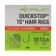 Korum 38cm Big Fish Hair Rigs W/Quickstops Size 12 S okom S bradom Monofilni predvezani udici