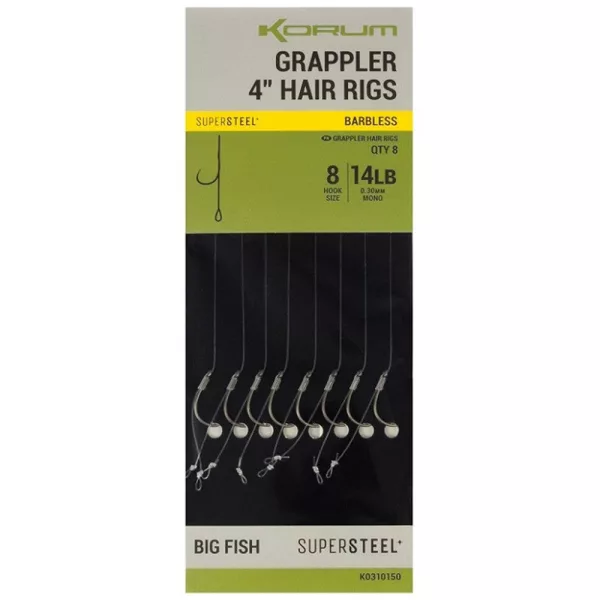 Korum Grappler Hair Rigs 10cm 8 Monofil udica bez brade s ušicom