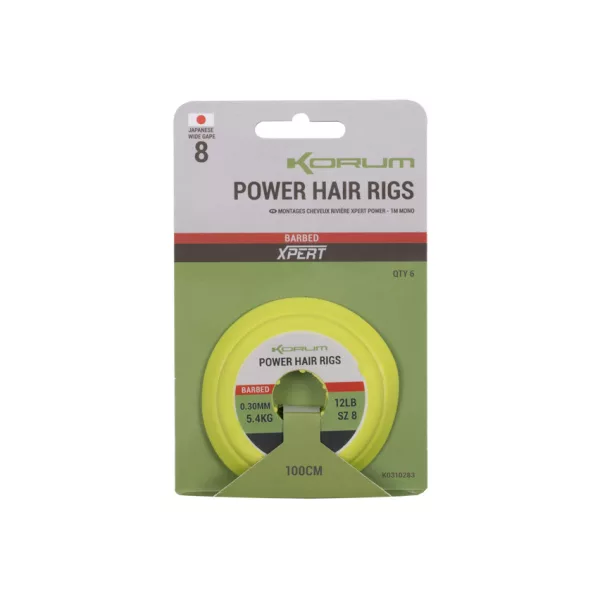 Korum Power Hair Rigs 12 BD Udice s omčom i brkom, predvezane, 6 kom