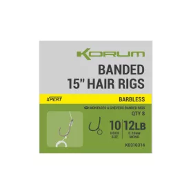   Korum Banded Hair Rigs 10 Barbless Udice bez brka s omčom, predvezane, 8 kom