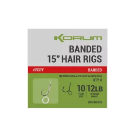   Korum Banded Hair Rigs 8 S bodljom, s ušicom, monofilni predvezi za udice 8kom