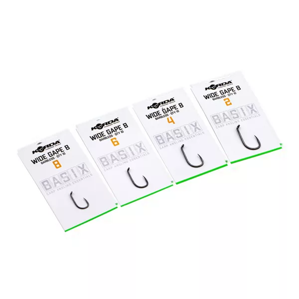Korda Basix Wide Gape Barbless 2 Udice bez protukuke, s okcem, 10 kom