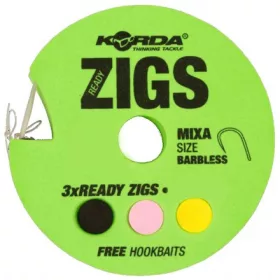   Korda Ready Zigs 6 (180cm) Barbless size 10- prethodno vezan šaranski ZIG predvez za udicu