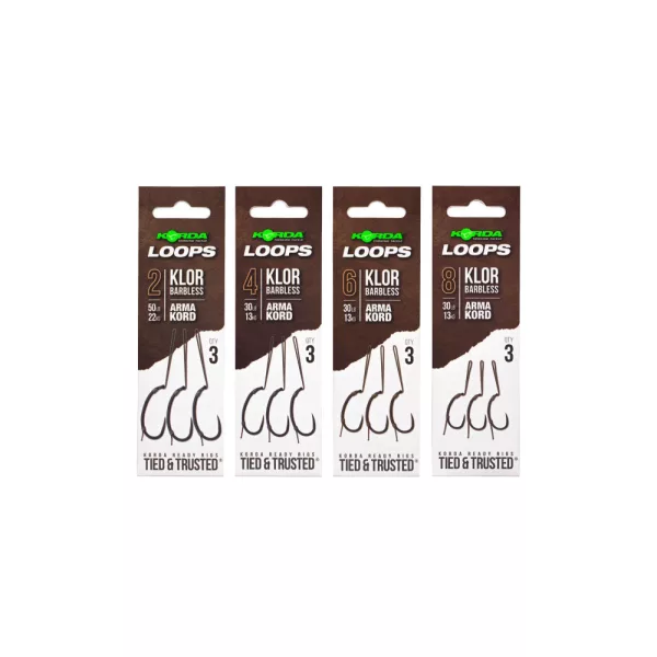 Korda Loop Rigs Klor 4B Predvezana pletena udica s ušicom i kontrakukom 30lb 3 kom