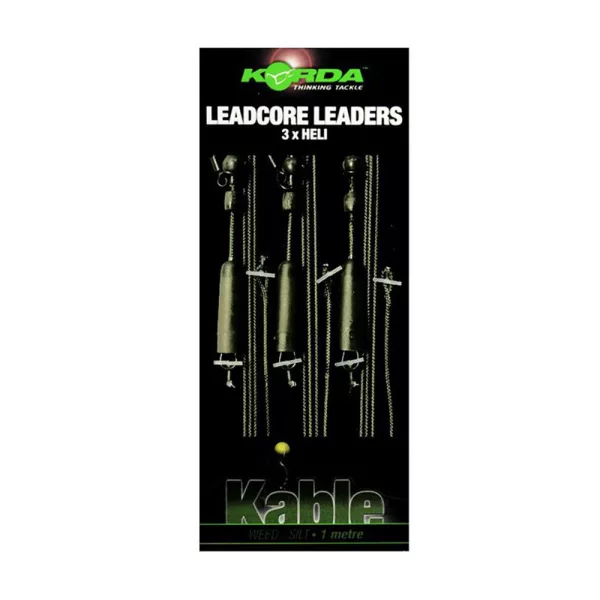Korda Leadcore Heli Weed/Silt Predvezeni Bojli Rig 3kom