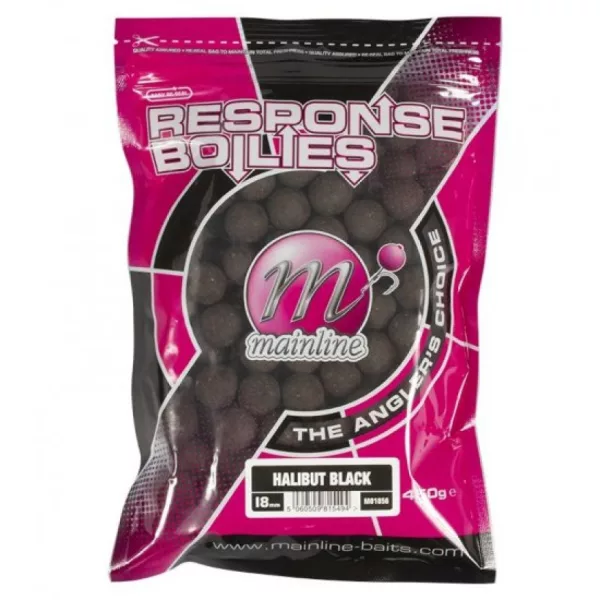 Mainline Boilies za dugi vijek trajanja Response Halibut Black 15mm - mamac za boile