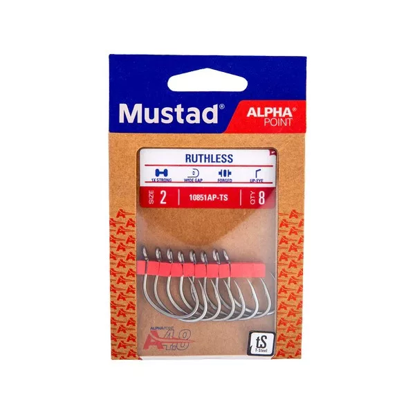 Mustad Ruthless Eyed 1 udica s ušicom i bodljom 8kom