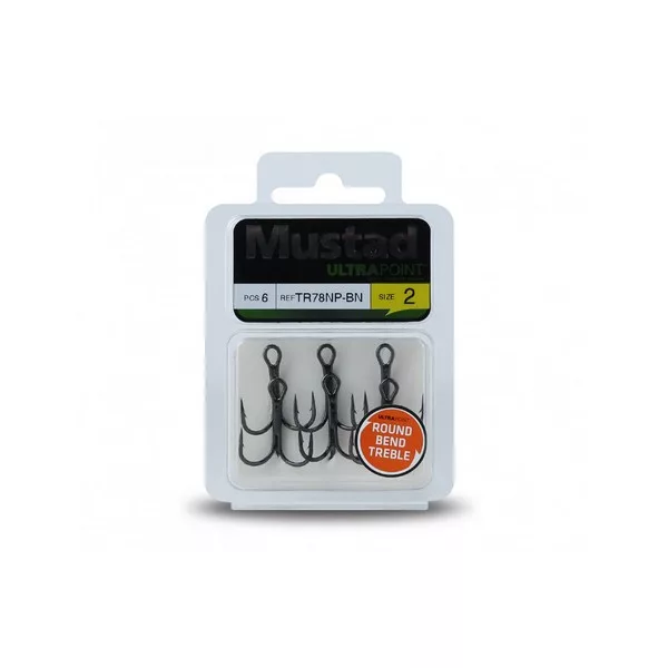 Mustad NP Round Bend Treble Hook 3/0 Trozubna Udica Bez Bodlje 5db