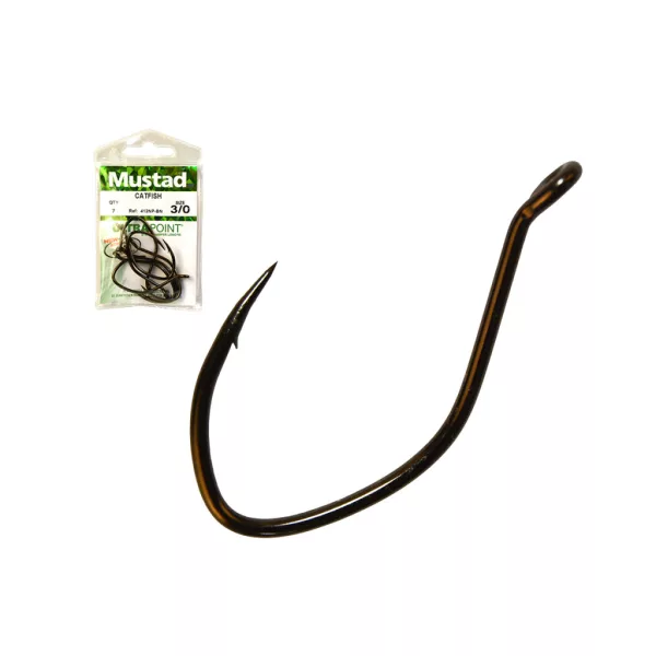 Mustad Ultra NP Single Catfish Black Nickel 6/0 Udica s ušicom, s protukukom 6 kom