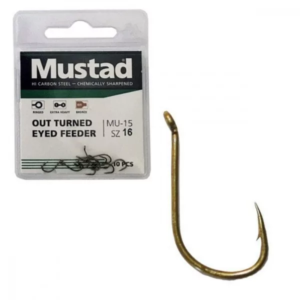 Mustad Ultra Np Out Turned Eyed Feeder 14 10 kom Kuke za šarana s okom, s bodljom